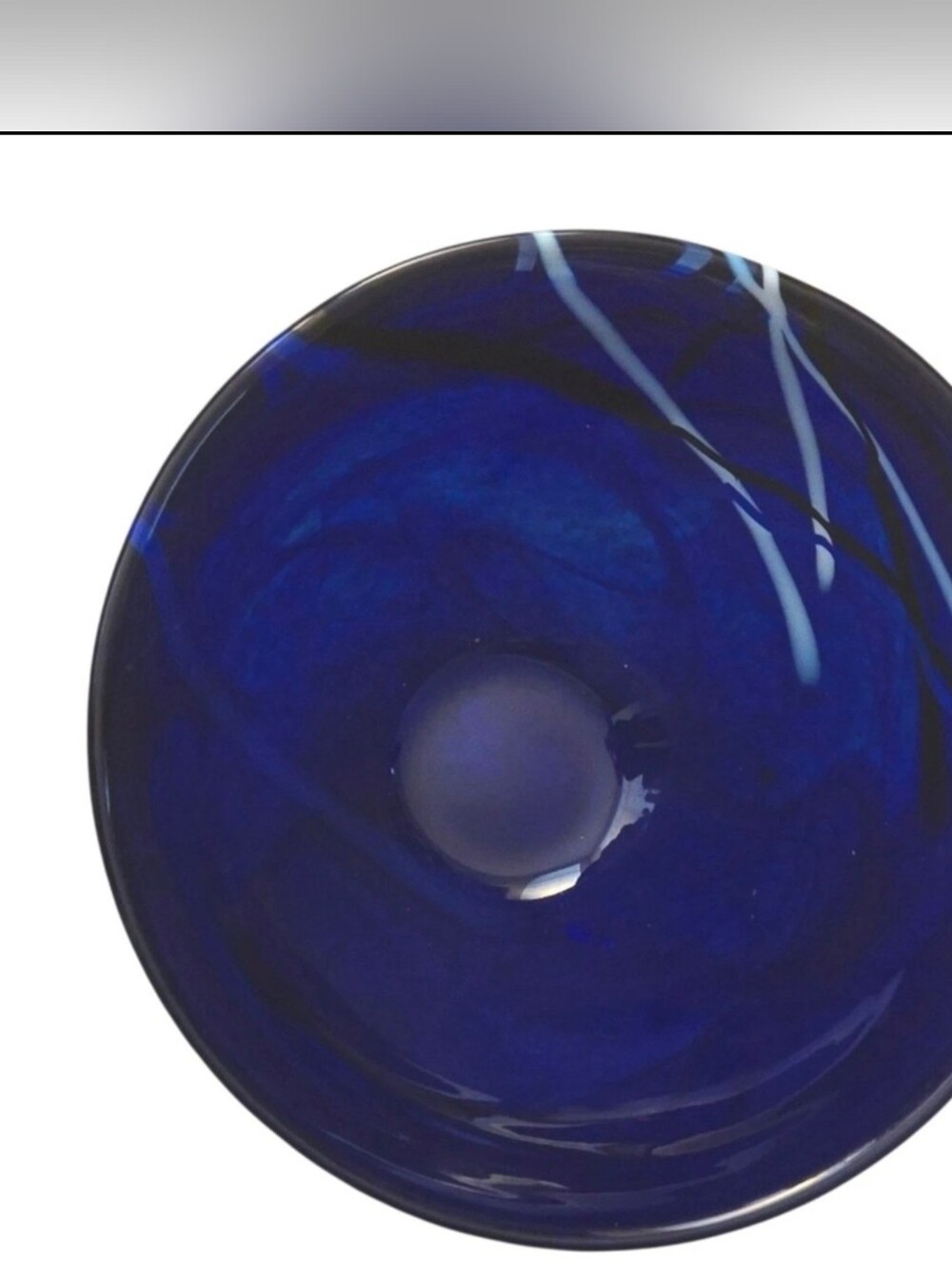 Kosta Boda Cobalt Blue Art Glass Bowl by Anna Ehrner 9" Sweden Signed - Picture 3 of 9